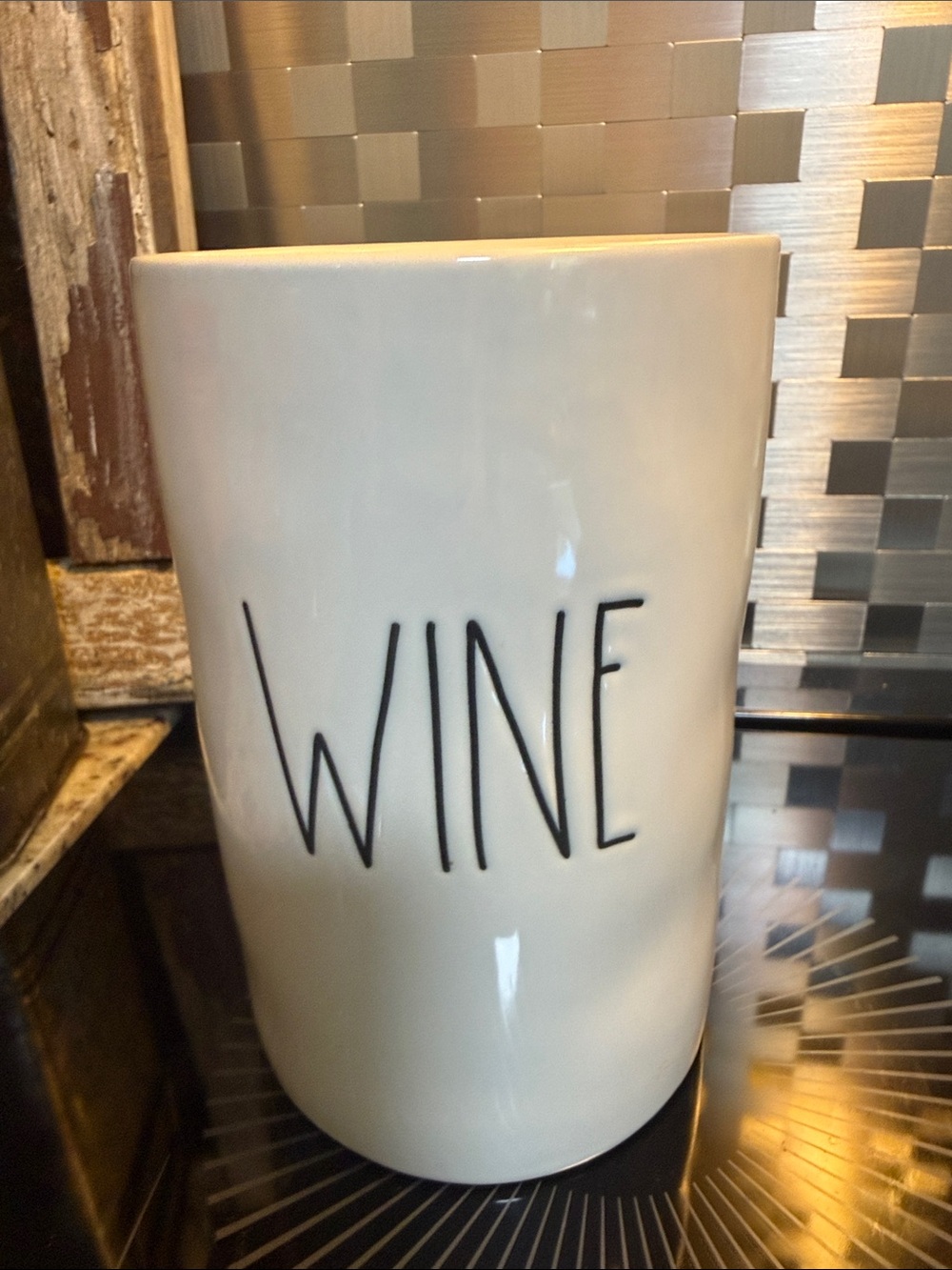 Rae Dunn - Off White "WINE" holder